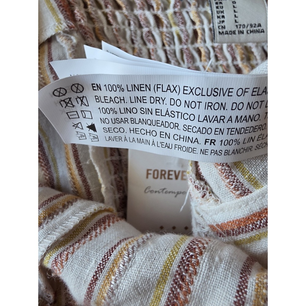 NWT Forever 21 Linen Crop Top L Striped Square Neck Sleeveless Coastal - Picture 4 of 5
